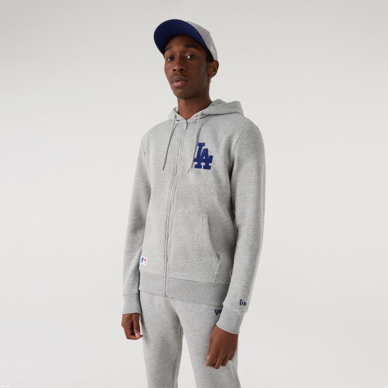 Ropa New Era Mlb Grises - LA Dodgers Logo Zip 89527DNRY